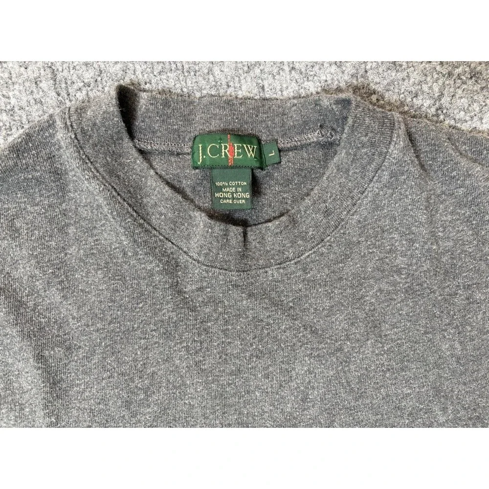Vintage J.CREW Sweatshirt Mens L Gray 100% Cotton Crew Neck Hong Kong Pullover